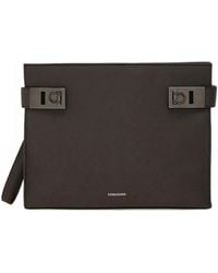Ferragamo - Gancini Buckles Clutch Bag - Lyst