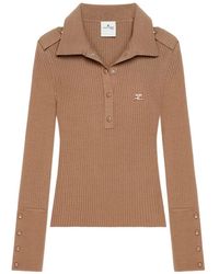 Courreges - Classic Ribbed Knit Polo Shirt - Lyst