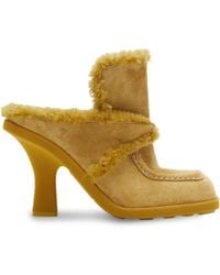 Burberry - Suede-shearling Highland Mules 90 - Lyst