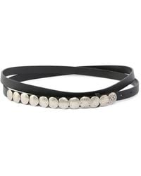 Pinko - Double-Wrap Leather Belt With Studs, 1.5 Cm - Lyst