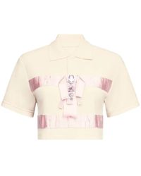 Area - ビジュートリム クロップド ポロシャツ - Lyst
