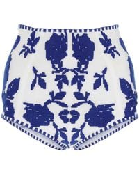 Yuliya Magdych - Floral-Embroidered Cotton Shorts - Lyst