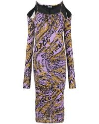 Versace Jeans Couture - All-Over Logo-Print Gathered Dress - Lyst