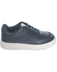 Emporio Armani - Smooth Leather Lace-Up Sneakers With A Textured Rubber Sole - Lyst
