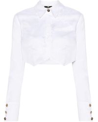 Elisabetta Franchi - Logo-embroidered Cropped Shirt - Lyst