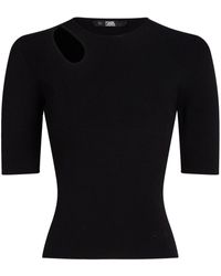 Karl Lagerfeld - Cut-out Ribbed-knit Top - Lyst