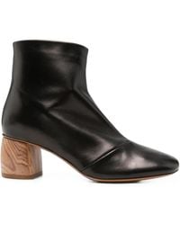 forte_forte - Wood-Effect Block-Heel Ankle Boots - Lyst