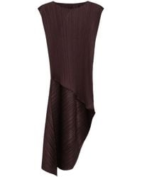 Pleats Please Issey Miyake - Leap Pleated Asymmetric Midi Dress - Lyst