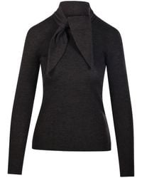 P.A.R.O.S.H. - Ribbed-Knit Tie-Neck Sweater - Lyst