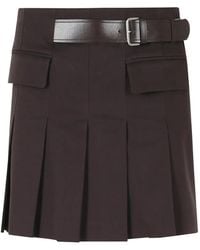 Semicouture - Doris Belted Pleated Mini Skirt - Lyst