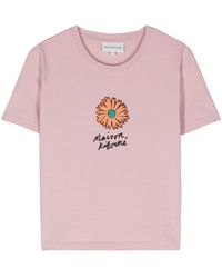 Maison Kitsuné - Floating Flower-print Cotton T-shirt - Lyst