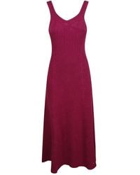 Jil Sander - Robe En Maille Nervurée À Col V - Lyst
