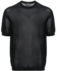Emporio Armani - Lochstrick-T-Shirt mit Rundhalsausschnitt - Lyst