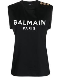 Balmain - Tank Met Gedrukt Logo - Lyst