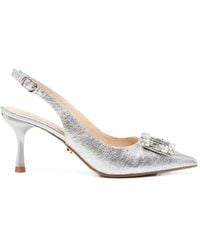 Twentyfourhaitch - Crystal-Detail Slingback Heeled Pumps - Lyst