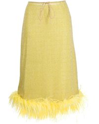 Oséree - Feather-trim Lurex Drawstring Skirt - Lyst