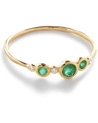 Monica Vinader - 14kt Yellow Gold Siren Diamond And Emerald Ring - Lyst