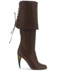 McQueen - Horn-Heel Knee-High Boots - Lyst
