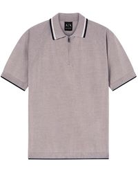 ARMANI EXCHANGE - Zip-Fastening Knit Polo Shirt - Lyst