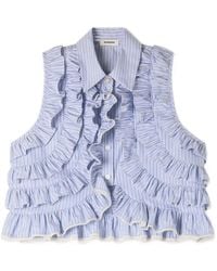 Sandro - Striped-Pattern Ruffled Blouse - Lyst