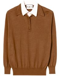 Plan C - Pullover Mit Kragen Im Layering-Look - Lyst