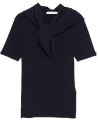 Max Mara - Viscose Crepe Sweater With Scarf Detail - Lyst