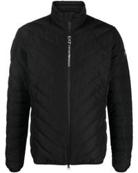 EA7 - Gesteppte Jacke Mit Logo-Patch - Lyst