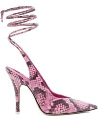 The Attico - 105mm Snakeskin Lace-up Pumps - Lyst