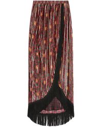 Valentino Garavani - Lamé Midi Skirt With Apres L'Hiver-Print - Lyst