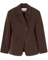 Ganni - Single-Breasted Polka Dot Blazer - Lyst