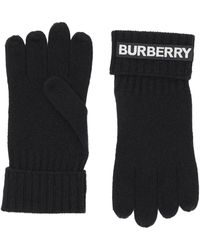 Burberry Guanti con logo FF - Nero