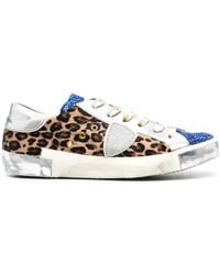 Philippe Model - Paris Low Sneakers - Glitter, Animalier And Silver - Lyst