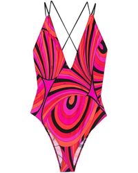 PUCCI - Iride-Print V-Neck Swimsuit - Lyst