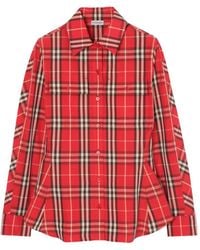 Burberry - Geruite Blouse - Lyst