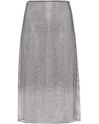 Prada - Embroidered Rhinestone Mesh Midi-skirt - Lyst