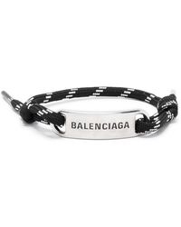 Balenciaga - Engraved Logo-plate Rope Bracelet - Lyst