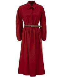 Max Mara - Balloon-Sleeve Pleated Cotton Midi Dress - Lyst