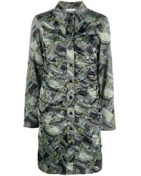 Ganni - Paisley-Print Button-Up Dress - Lyst