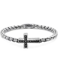 David Yurman - Sterling Pavé Cross Diamond Bracelet (5Mm) - Lyst