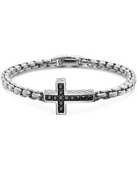 David Yurman - Sterling Pavé Cross Diamond Bracelet (5Mm) - Lyst