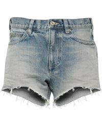 Balenciaga - Halbhohe Jeans-Shorts - Lyst