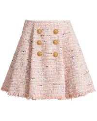 Balmain - Flared Tweed Rok - Lyst