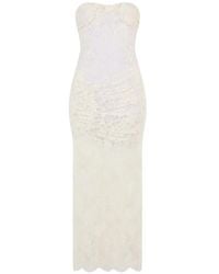 The Mannei - Lace-Overlay Ruched Mxi Dress - Lyst