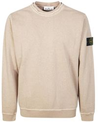 Stone Island - Crewneck Sweatshirt With Badge - Lyst