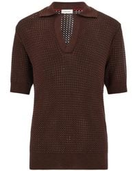 Ferragamo - Short Sleeve Knitted Polo Top - Lyst