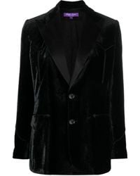 Ralph Lauren - Satin-Trim Single-Breasted Velvet Blazer - Lyst