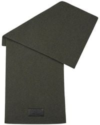 Balmain - Wool Scarf With Leather Vintage Label - Lyst