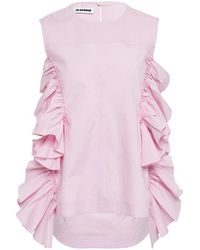 Jil Sander - Ruffled Sleeveless Top - Lyst