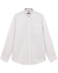 MSGM - Gestreiftes Hemd Mit Logo-Print - Lyst