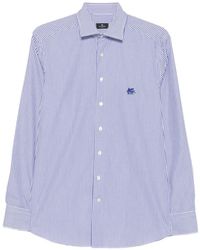 Etro - Vertical-Stripe Logo-Embroidered Shirt - Lyst
